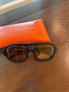 Poppy Lissiman Black Frame Brown Lens Sunglasses